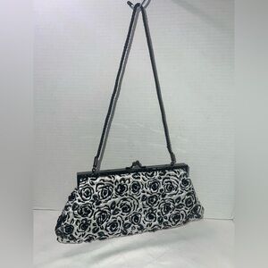 🌹🌹🌹Lancôme Beaded Roses White and Black Clutch/Bag